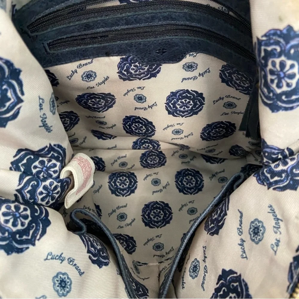 Lucky Brand Navy Blue Patchwork Leather Bag Crossbody Strap - Picture 9 of 9
